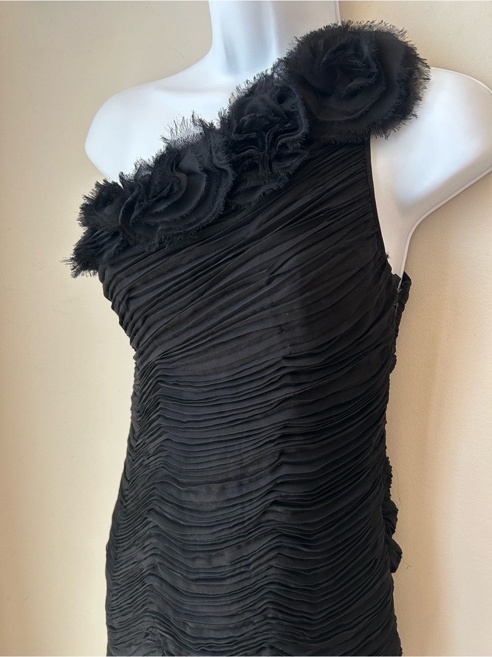 Calvin Klein Silk Rosette One-Shoulder Cocktail Dress - Size 8